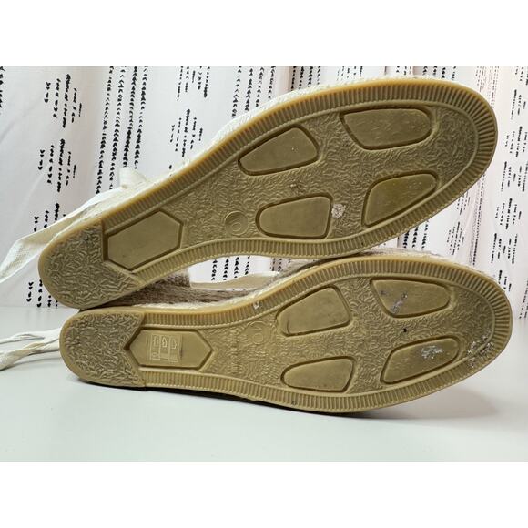 GAIMO Ankle Tie Wedge Espadrilles Sandals EU 40 US 9 Ivory Bridal Made In Spain - Picture 14 of 16